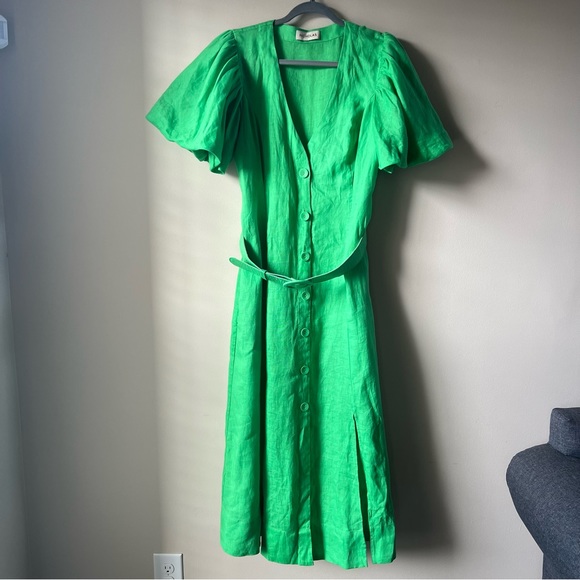 NICHOLAS Troy Green Linen Dress size 10 US - Picture 2 of 13